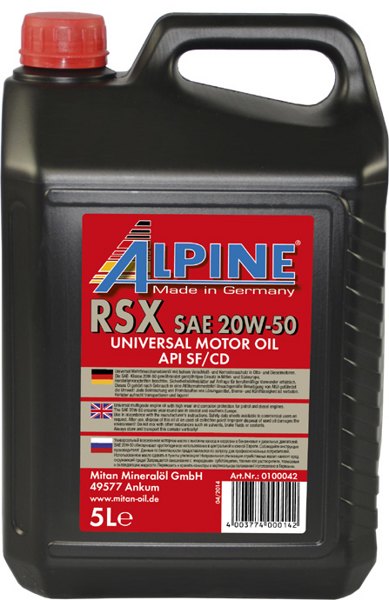 Моторное масло Alpine RSX 20W-50 5л