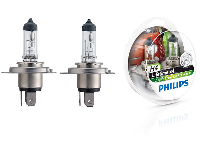 Лампа галогенная Philips H4 LongLife EcoVision 2 шт