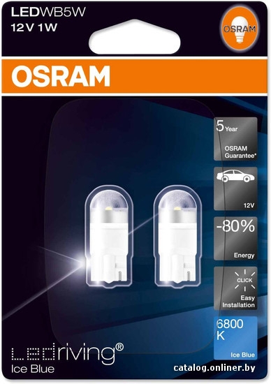 Лампа светодиодная Osram W5W LEDriving Ice Blue 2шт [2850BL-02B]