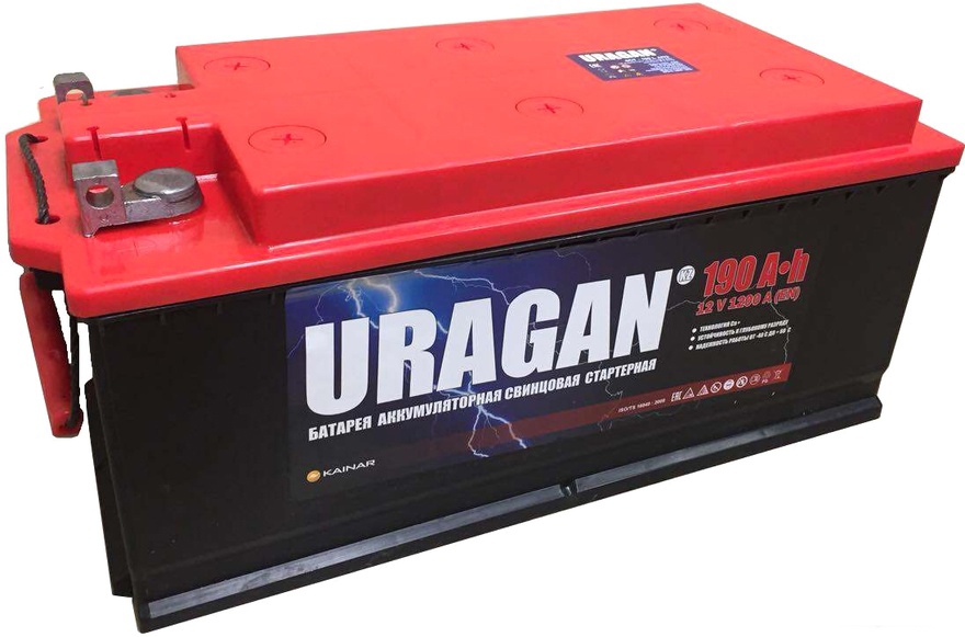 Аккумулятор URAGAN 190 R+ под болт