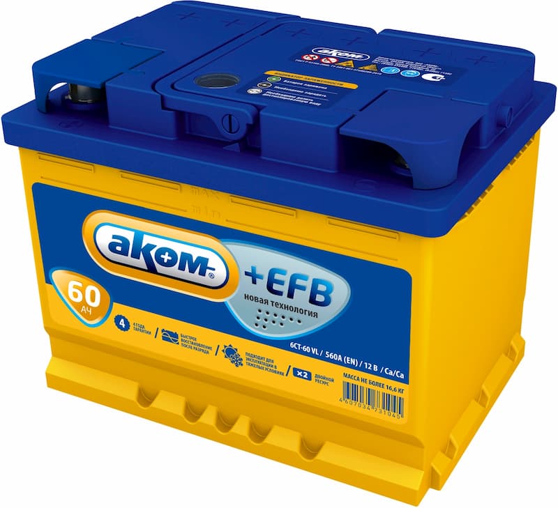 Аккумулятор AKOM +EFB 60 (60 А·ч)